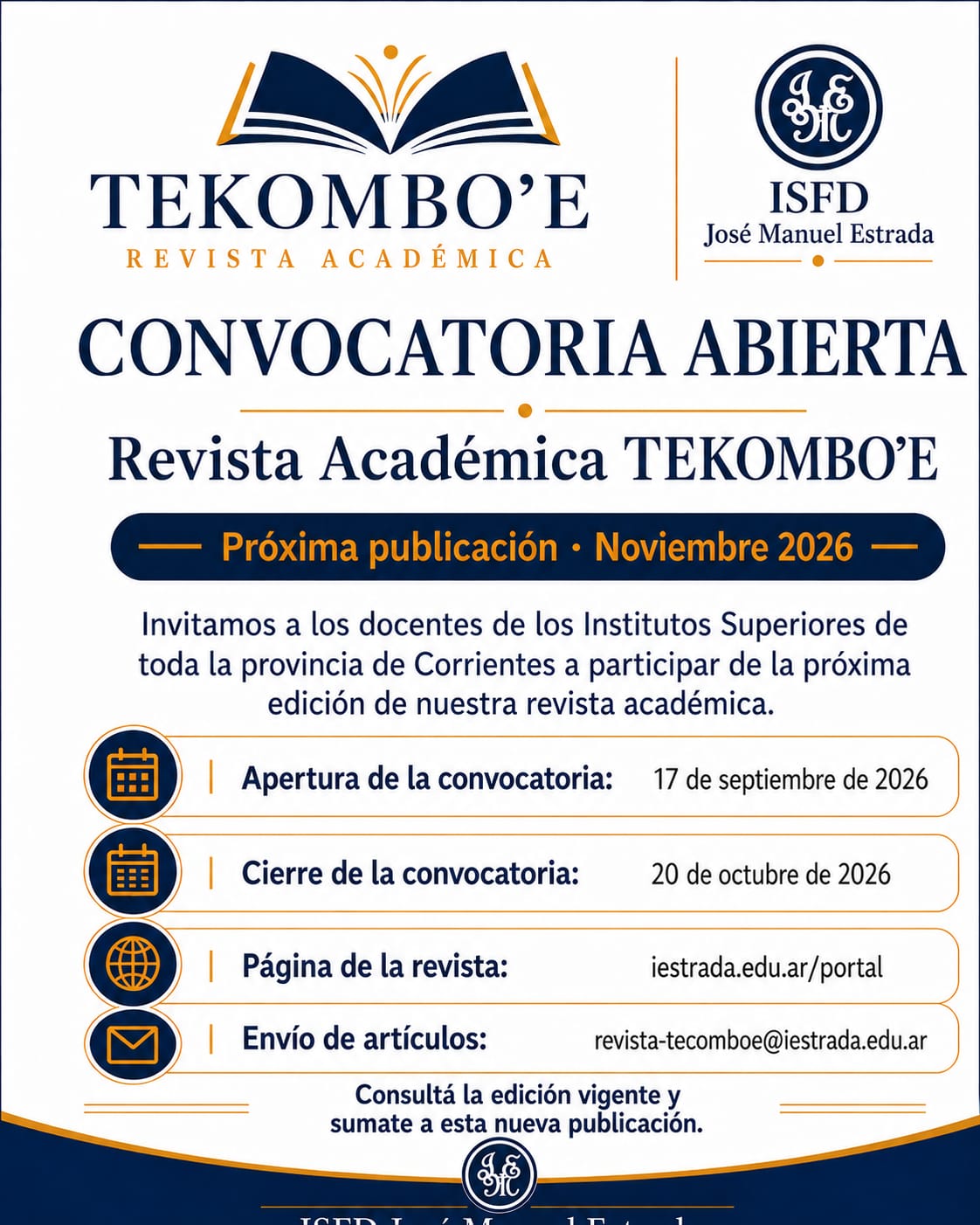 Convocatoria abierta Revista Académica TEKOMBO'E