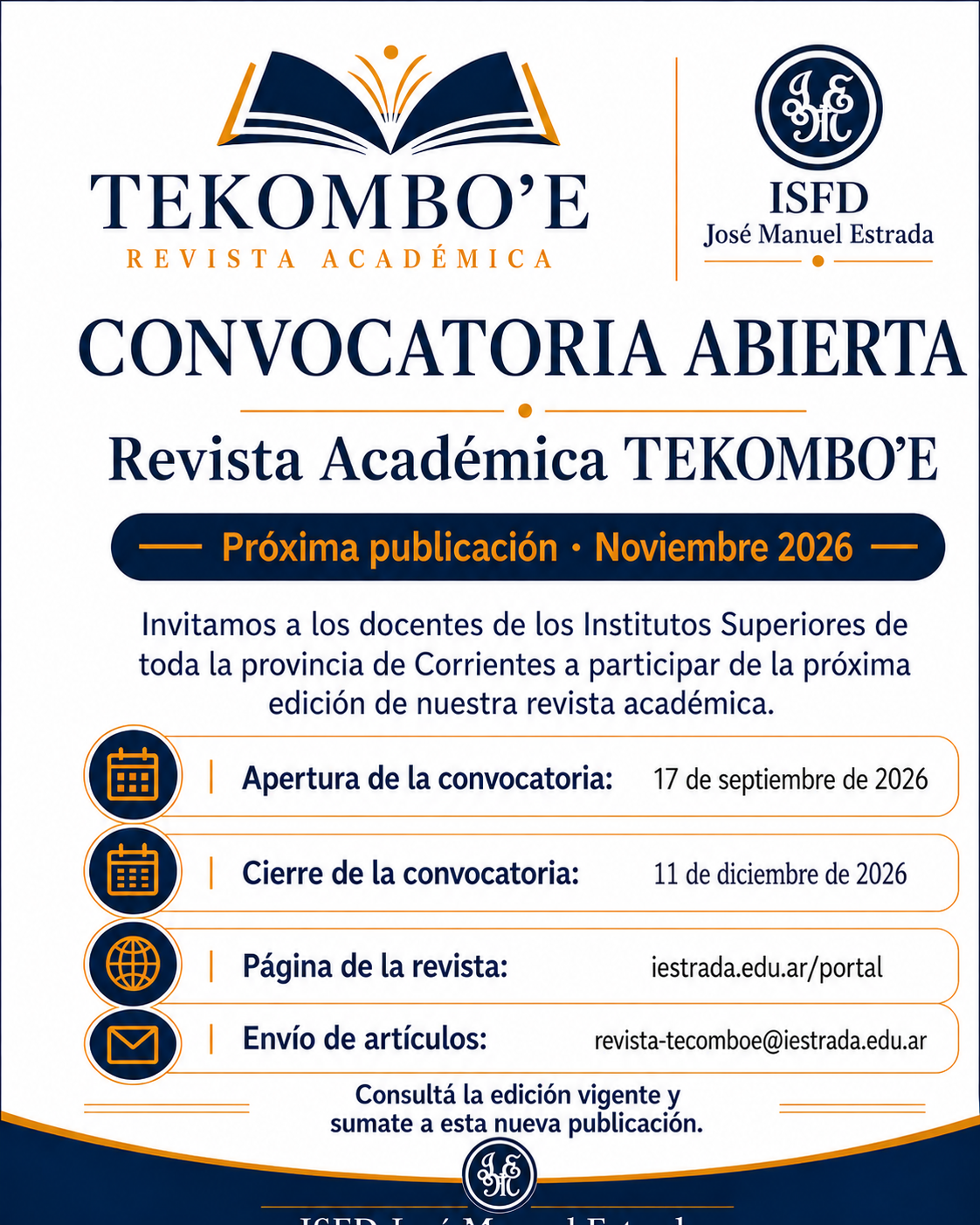 Convocatoria abierta Revista Académica TEKOMBO'E